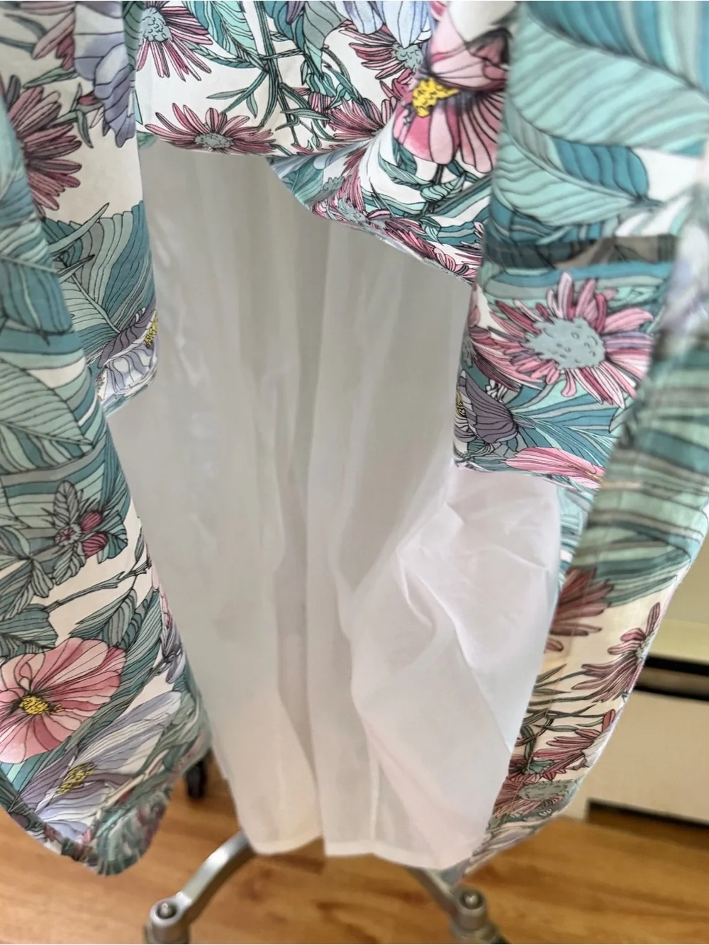 Tory Burch Blue floral print Mousseline Maxi shirt dress with tassels sz XL NWOT